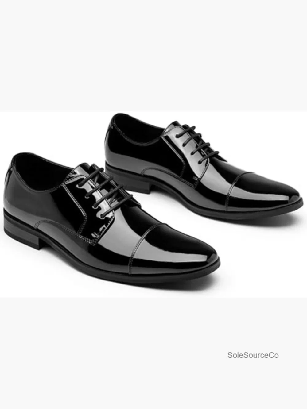 Men's Patent Oxford Dress Shoes Tuxedo Comfort Cap Toe Lace Up
